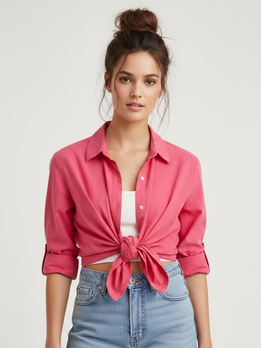 Liz Claiborne | Pink button down shirt loose fit top pink blouse size medium